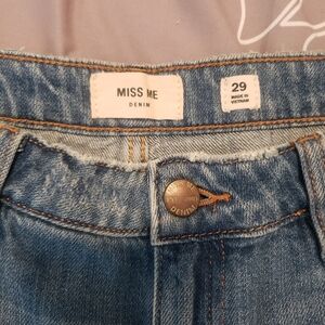 Miss Me Blue Jeans with Contrast Stitching and Distressed Details